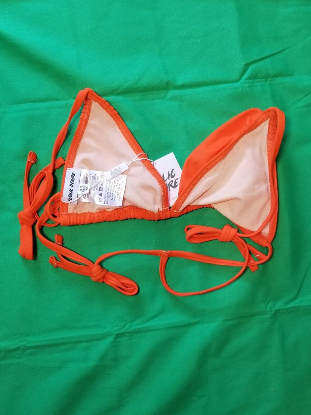 Public Desire Orange Triangle Bikini Top Size 6 Beach Swim Summer Sexy NWT - Picture 3 of 4